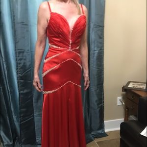 Long Red Ball or prom gown